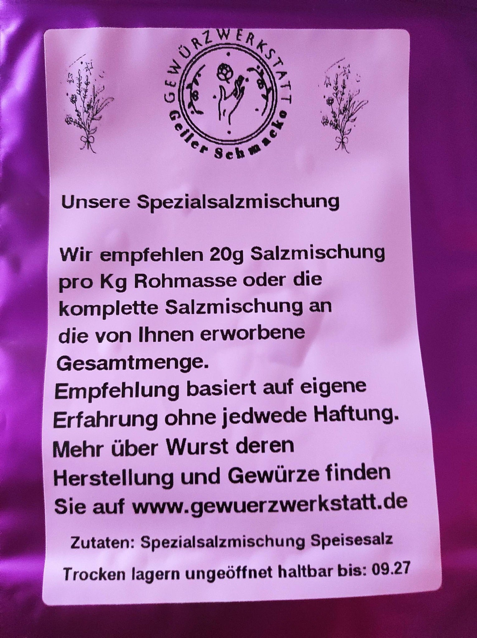 Komplett-Gewürzmischung für Bratwurst "Thüringer-Art"